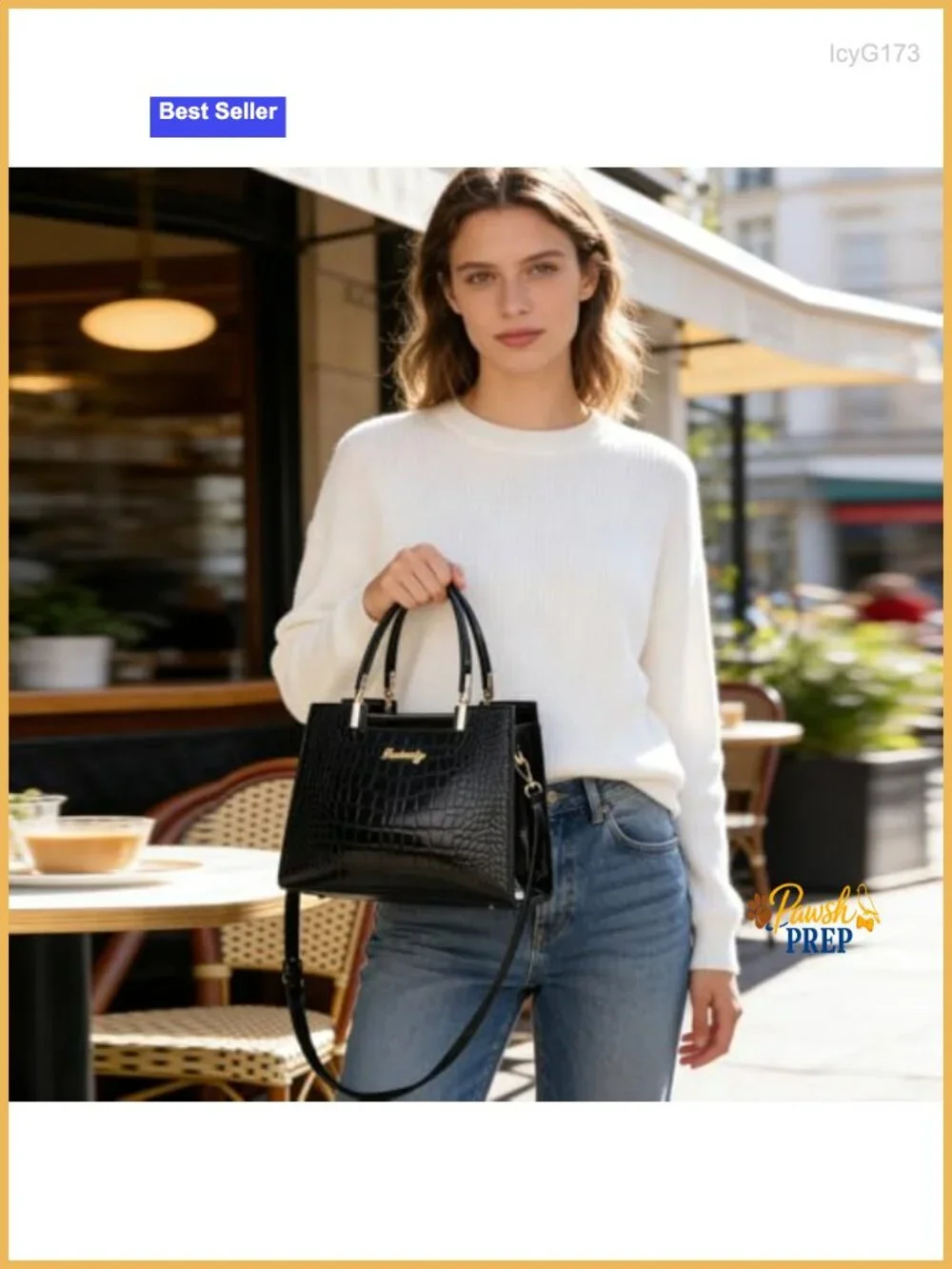 Women Tote Bag Faux Leather Crocodile Pattern Satchel Purse Top Handle